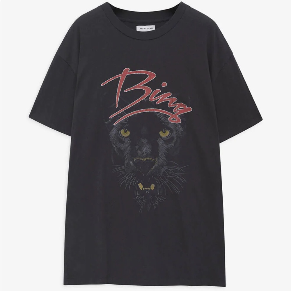 Anine Bing Black Graphic T-Shirt